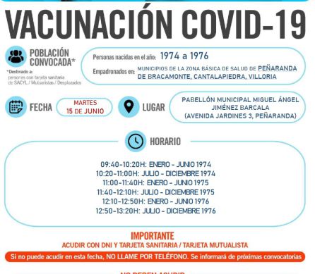 Información sobre la vacunación en Peñaranda de Bracamonte Información sobre la vacunación en Peñaranda de Bracamonte
