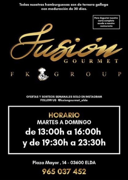 Horario del restaurante Fusión Gourmet Horario del restaurante Fusión Gourmet