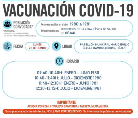 Información de la vacunación en Béjar. Información de la vacunación en Béjar.