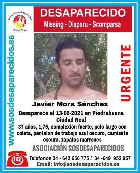 Javier Mora lleva desaparecido desde el 13 de junio Javier Mora lleva desaparecido desde el 13 de junio