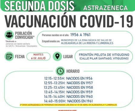 Información de la vacunación en Vitigudino (Aldeadávila y Lumbrales) Información de la vacunación en Vitigudino (Aldeadávila y Lumbrales)