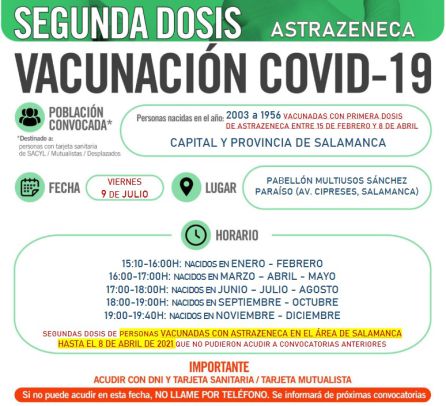 Información de la vacunación en Salamanca y provincia Información de la vacunación en Salamanca y provincia
