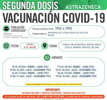 Información de la vacunación en Béjar Información de la vacunación en Béjar