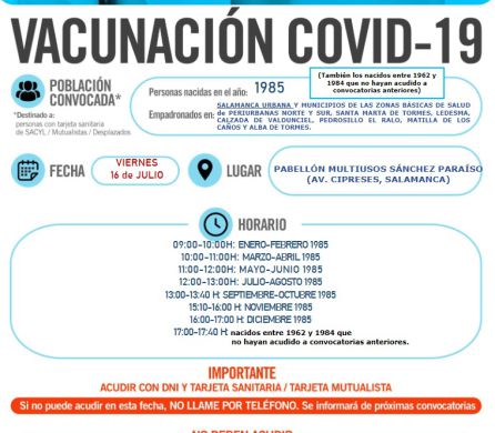 Vacunación para los nacidos en 1985 Vacunación para los nacidos en 1985
