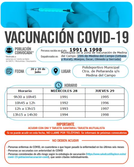 Calendario vacunación Medina 91-98 Calendario vacunación Medina 91-98