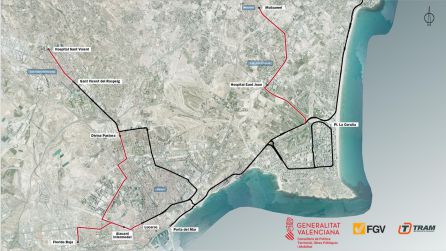 Mapa de la ampliación del TRAM con los nuevos ramales anunciados que se acometerán hasta 2027. Mapa de la ampliación del TRAM con los nuevos ramales anunciados que se acometerán hasta 2027.
