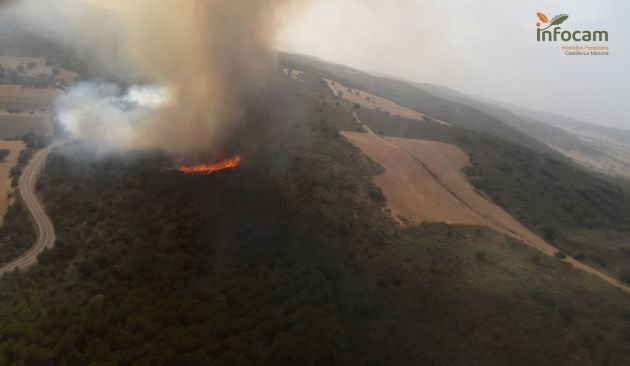 Imagen del incendio que se ha registrado este domingo en Malagón Imagen del incendio que se ha registrado este domingo en Malagón