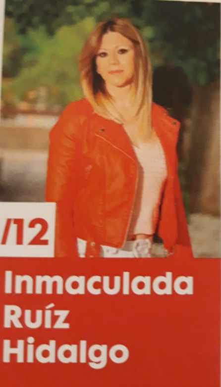 Inmaculada Ruíz HIdalgo en la foto del programa electoral del PSOE Jódar 2.019 Inmaculada Ruíz HIdalgo en la foto del programa electoral del PSOE Jódar 2.019