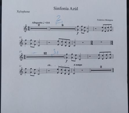 Fragmento de partitura de la Sinfonía Azul, de Frederic Mompou Fragmento de partitura de la Sinfonía Azul, de Frederic Mompou