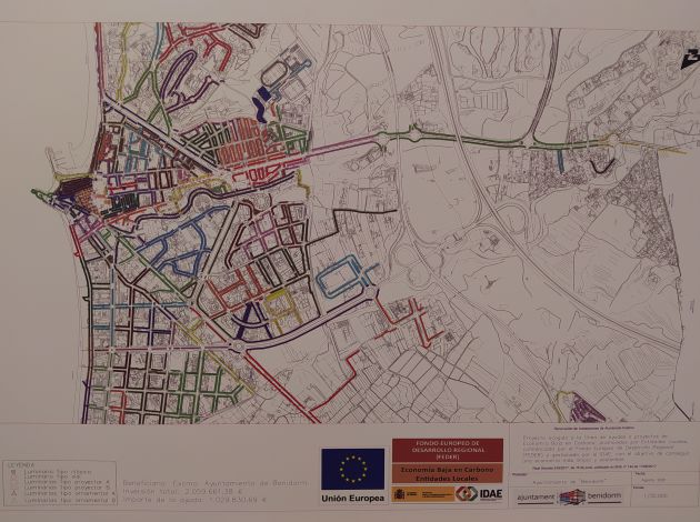 Plano de la primera fase del proyecto de iluminación: zona Centro de Benidorm Plano de la primera fase del proyecto de iluminación: zona Centro de Benidorm