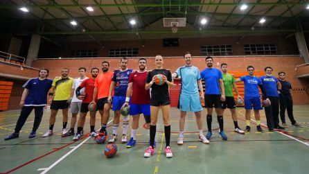 Mireia Rodríguez, junto al resto de sus compañeros en un entrenamiento del Club Balonmano Albacete Mireia Rodríguez, junto al resto de sus compañeros en un entrenamiento del Club Balonmano Albacete
