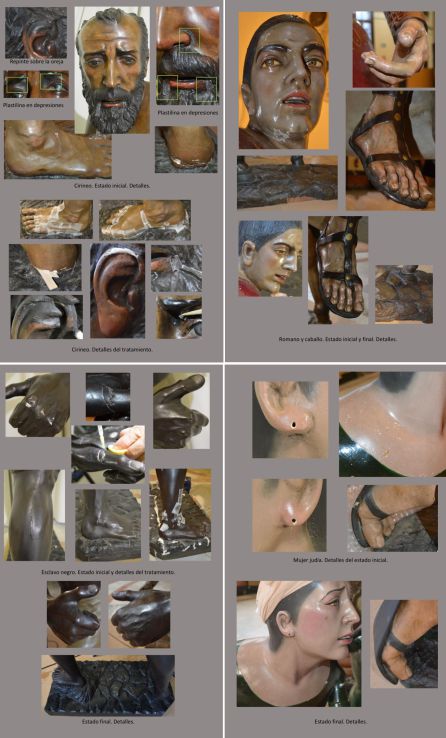 Paneles explicativos de la restauración de las imágenes secundarias del paso de misterio del Cristo de las Tres Caídas Paneles explicativos de la restauración de las imágenes secundarias del paso de misterio del Cristo de las Tres Caídas