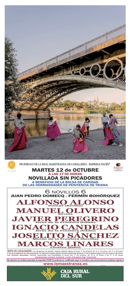 Cartel de la novillada sin picadores que se celebra este martes en la Maestranza Cartel de la novillada sin picadores que se celebra este martes en la Maestranza