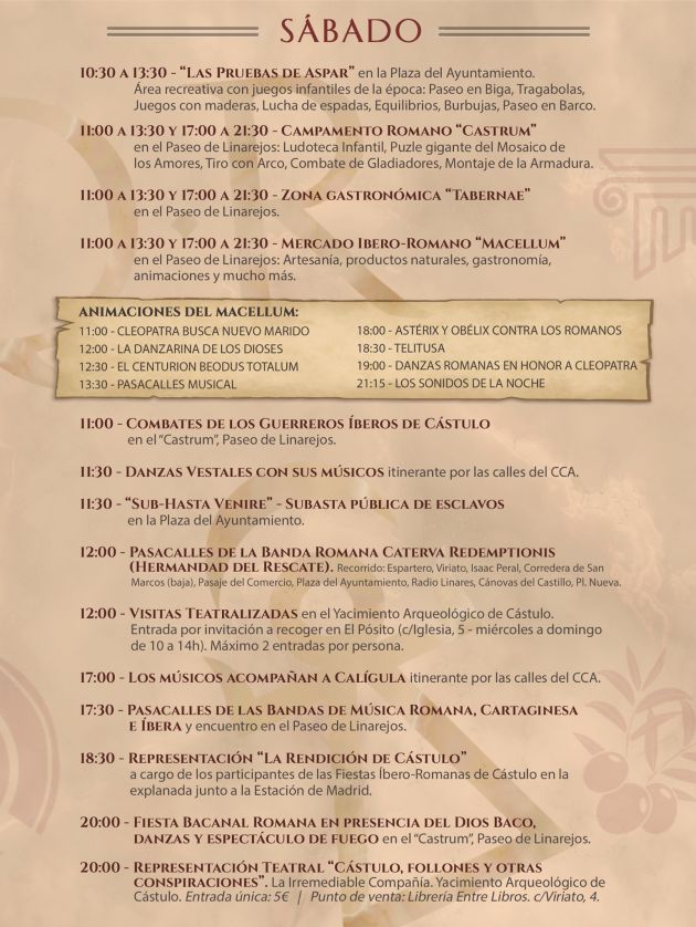 Programación Fiestas Íbero Romanas de Cástulo. Programación Fiestas Íbero Romanas de Cástulo.