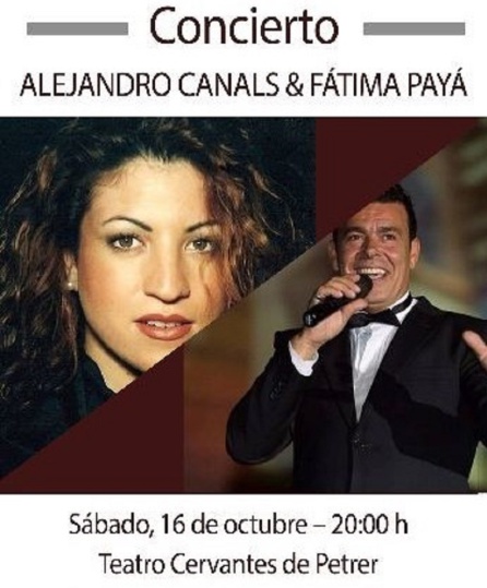 Fátima Payá y Alejandro Canals, cantan este sábado en el Teatro Cervantes de Petrer Fátima Payá y Alejandro Canals, cantan este sábado en el Teatro Cervantes de Petrer