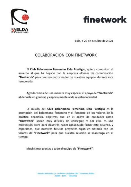 Acuerdo con Finetwork Acuerdo con Finetwork