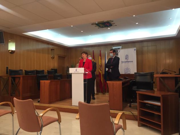 La alcaldesa de Socuéllamos durante su comparecencia La alcaldesa de Socuéllamos durante su comparecencia