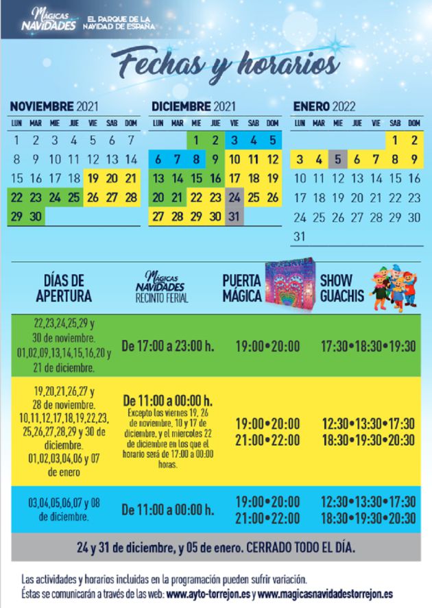 Horarios Parque de la Navidad Torrejón de Ardoz Horarios Parque de la Navidad Torrejón de Ardoz