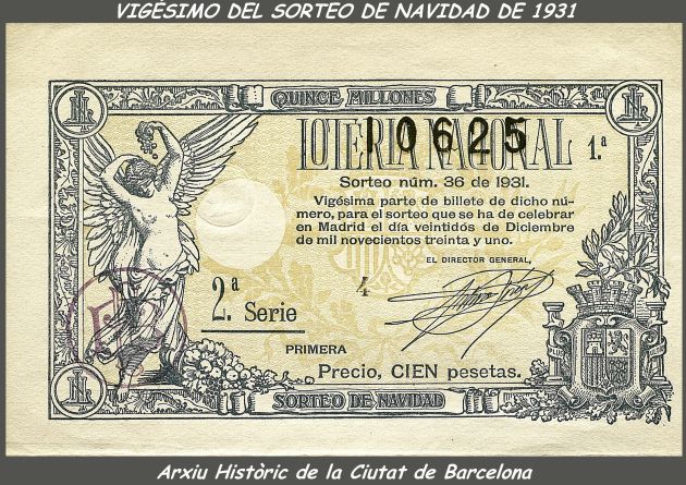 Vigésimo del Sorteo de Navidad de 1931 Vigésimo del Sorteo de Navidad de 1931