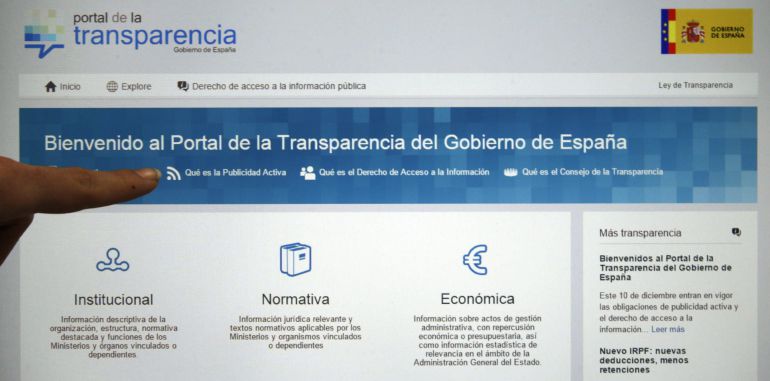 GRA103 MADRID, 10/12/2014.- El Portal de la Transparencia (transparencia.gob.es) empezó a funcionar esta mañana con 530.000 registros accesibles de información, de los que más de 30.000 están colgados directamente y el resto son enlaces a páginas de otros organismos. EFE/Angel Díaz GRA103 MADRID, 10/12/2014.- El Portal de la Transparencia (transparencia.gob.es) empezó a funcionar esta mañana con 530.000 registros accesibles de información, de los que más de 30.000 están colgados directamente y el resto son enlaces a páginas de otros organismos. EFE/Angel Díaz