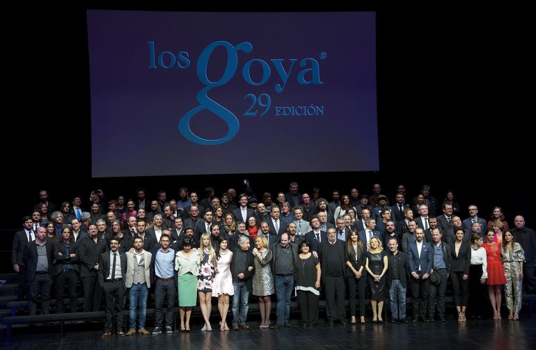 MADRID, SPAIN - JANUARY 19: Nominated group picture at the 29th Goya Awards Nominated Party at the Canal Theater on January 19, 2015 in Madrid, Spain. (Photo by Fotonoticias/WireImage) MADRID, SPAIN - JANUARY 19: Nominated group picture at the 29th Goya Awards Nominated Party at the Canal Theater on January 19, 2015 in Madrid, Spain. (Photo by Fotonoticias/WireImage)