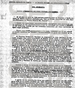 Informe sobre la muerte de Lorca Informe sobre la muerte de Lorca