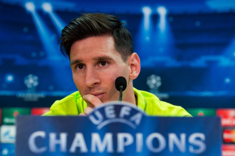 Leo Messi, en la sala de prensa Leo Messi, en la sala de prensa