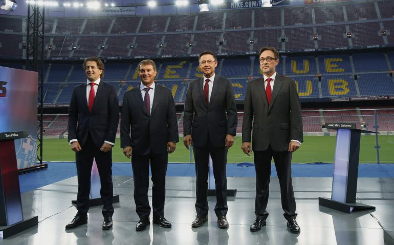 Los candidatos del Barcelona Toni Freixa, Joan Laporta, Josep Maria Bartomeu y Agusti Benedito Los candidatos del Barcelona Toni Freixa, Joan Laporta, Josep Maria Bartomeu y Agusti Benedito