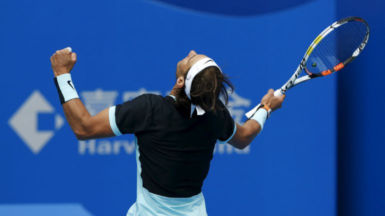 Rafa Nadal celebra la victorial sobre el italiano Fabio Fognini Rafa Nadal celebra la victorial sobre el italiano Fabio Fognini