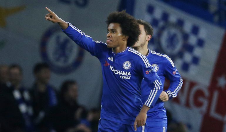 Willian celebra un gol con el Chelsea Willian celebra un gol con el Chelsea