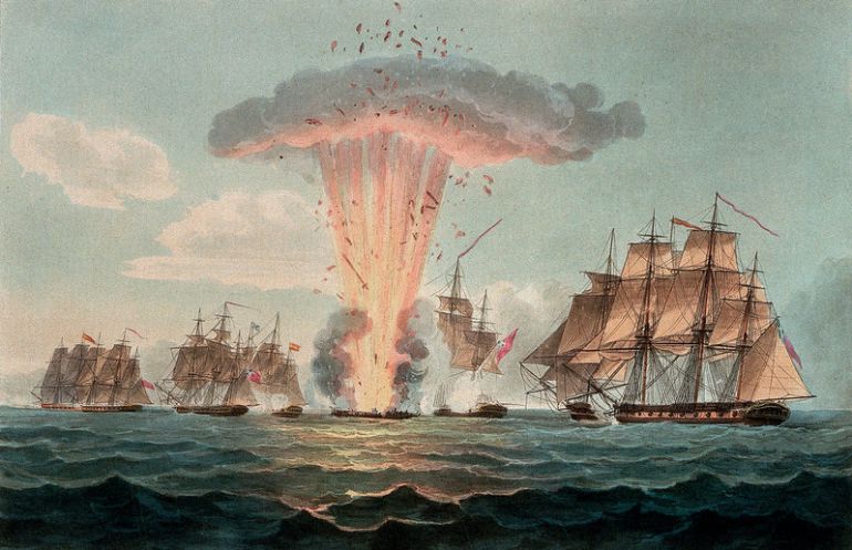 Momento del hundimiento de La Fragata Mercedes en 1804 Momento del hundimiento de La Fragata Mercedes en 1804