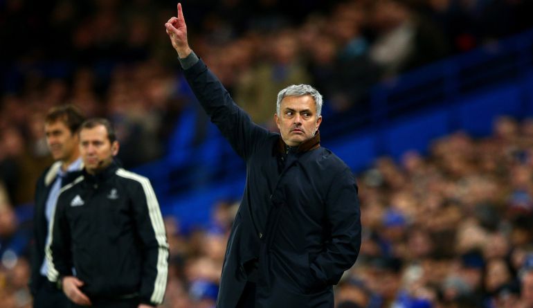 Jose Mourinho manager of Chelsea reacts during the UEFA Champions League Group G match between Chelsea FC and FC Porto at Stamford Bridge on December 9, 2015 in London, United Kingdom Jose Mourinho manager of Chelsea reacts during the UEFA Champions League Group G match between Chelsea FC and FC Porto at Stamford Bridge on December 9, 2015 in London, United Kingdom