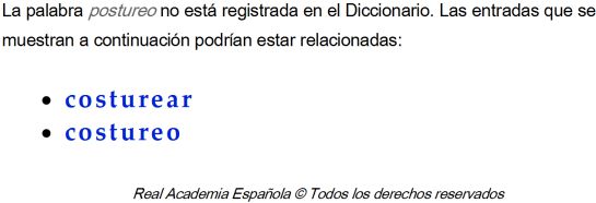Pantallazo de rae.es tras buscar la palabra 'postureo' Pantallazo de rae.es tras buscar la palabra 'postureo'
