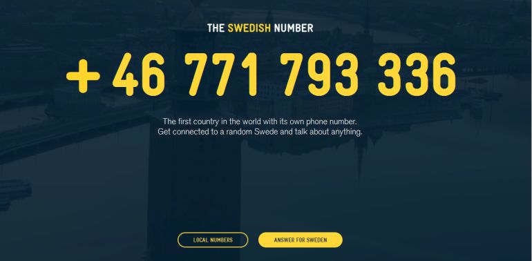 El número de teléfono que la Asociación de Turismo de Suecia ha puesto a disposición para la campaña El número de teléfono que la Asociación de Turismo de Suecia ha puesto a disposición para la campaña