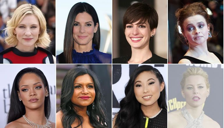 De izquierda a derecha: Cate Blanchett, Sandra Bullock, Anne Hathaway y Helena Bonham Carter. Abajo: Rihanna, Mindy Kaling, Awkwafina y Elizabeth Banks (aún por confirmar). De izquierda a derecha: Cate Blanchett, Sandra Bullock, Anne Hathaway y Helena Bonham Carter. Abajo: Rihanna, Mindy Kaling, Awkwafina y Elizabeth Banks (aún por confirmar).