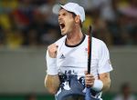RIO DE JANEIRO, BRAZIL - AUGUST 14: Andy Murray of Great Britain celebrates winning match point during the men's singles gold medal match against Juan Martin Del Potro of Argentina on Day 9 of the Rio 2016 Olympic Games at the Olympic Tennis Centre on August 14, 2016 in Rio de Janeiro, Brazil. (Photo by Clive Brunskill/Getty Images)