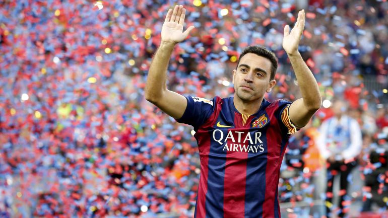 Xavi celebra un título con el FC Barcelona Xavi celebra un título con el FC Barcelona