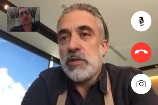 Sergi Arola, durante la videollamada mantenida hoy. Sergi Arola, durante la videollamada mantenida hoy.