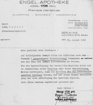 Algunas de las anotaciones que se refieren al médico de Hitler, Theo Morell. Algunas de las anotaciones que se refieren al médico de Hitler, Theo Morell.
