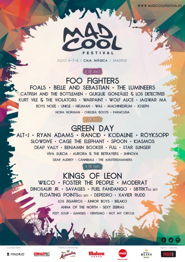 Cartel de Mad Cool: Foo Fighters, Kings of Leon y Green Day encabezan el Mad Cool de 2017 Cartel de Mad Cool: Foo Fighters, Kings of Leon y Green Day encabezan el Mad Cool de 2017