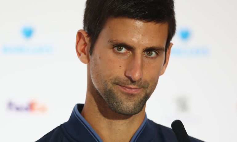 Novak Djokovic, en la sala de prensa del O2 de Londres Novak Djokovic, en la sala de prensa del O2 de Londres