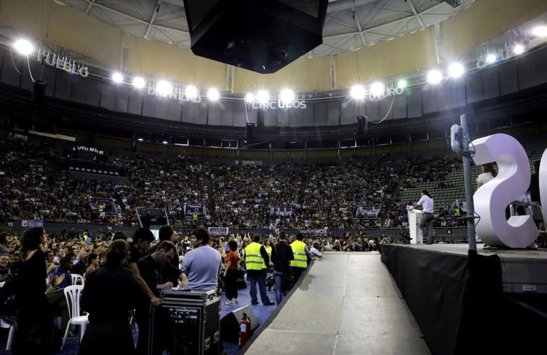 El Palacio de Vistalegre, durante el primer congreso de Podemos. El Palacio de Vistalegre, durante el primer congreso de Podemos.