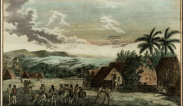 Grabado de 1778, del tercer viaje de Cook. Euno de los pocos documentos que se conservan de las Sandwich Grabado de 1778, del tercer viaje de Cook. Euno de los pocos documentos que se conservan de las Sandwich