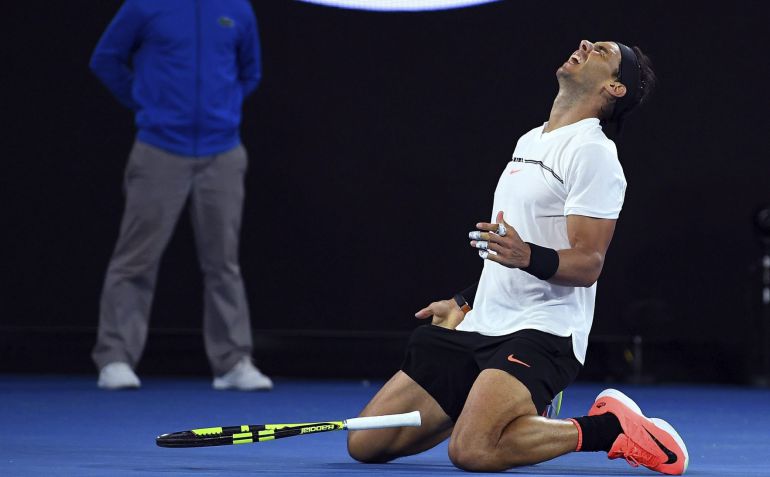 Nadal celebra el pase a la final del Open de Australia Nadal celebra el pase a la final del Open de Australia