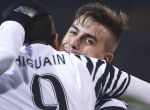 Football Soccer - Cagliari v Juventus - Italian Serie A - Sant'Elia stadium, Cagliari, Italy - 12/02/17 Juventus' Gonzalo Higuain celebrates with teammate Paulo Dybala after scoring against Cagliari. REUTERS/Alberto Lingria FOR EDITORIAL USE ONLY. NO RESALES. NO ARCHIVES