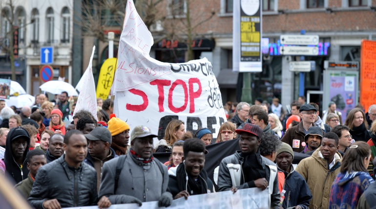 Manifestación contra las políticas de austeridad del Gobierno belga celebrada en marzo de 2016. Manifestación contra las políticas de austeridad del Gobierno belga celebrada en marzo de 2016.