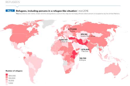 Mapa del reparto de los refugiados en el mundo Mapa del reparto de los refugiados en el mundo