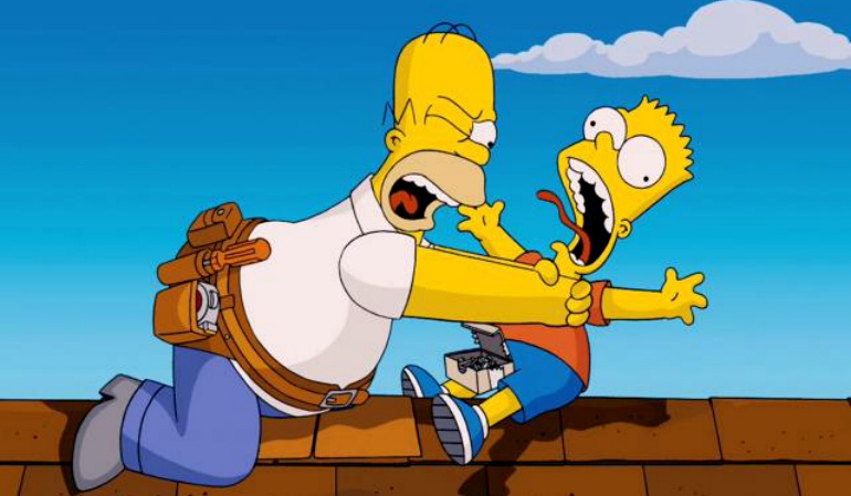 Imagen de Homer Simpson ahogando a su hijo Bart. Imagen de Homer Simpson ahogando a su hijo Bart.