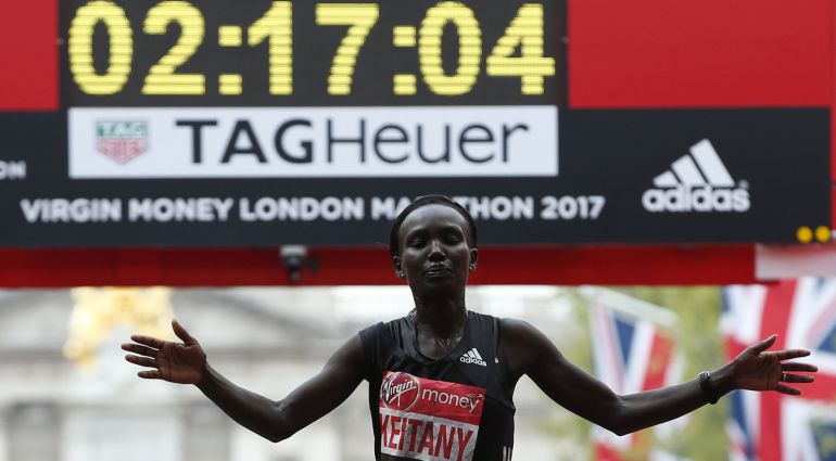Kenya's Mary Jepkosgei Keitany celebrates winning the Women's Elite race Action Images via Reuters Kenya's Mary Jepkosgei Keitany celebrates winning the Women's Elite race Action Images via Reuters