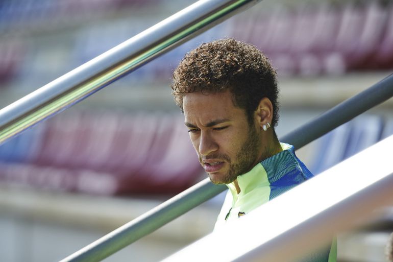 Neymar, en un entrenamiento del Barça Neymar, en un entrenamiento del Barça